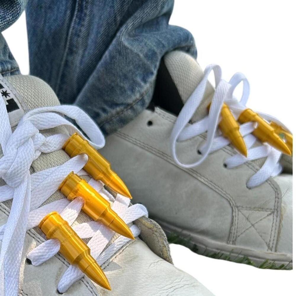 gold AK-47 rifle bullets metallic lace lace lock charm shoe accessories
